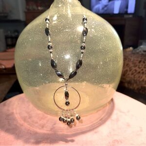 Hematite and silver toned necklace